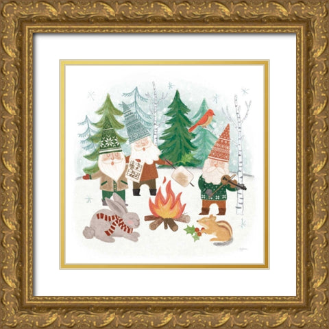 Woodland Gnomes II Gold Ornate Wood Framed Art Print with Double Matting by Urban, Mary