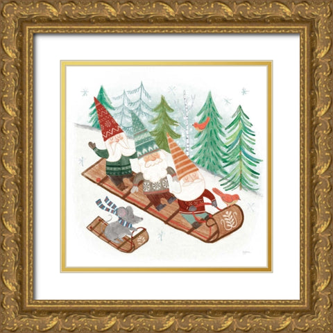 Woodland Gnomes III Gold Ornate Wood Framed Art Print with Double Matting by Urban, Mary