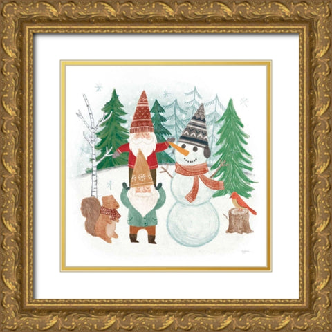 Woodland Gnomes IV Gold Ornate Wood Framed Art Print with Double Matting by Urban, Mary