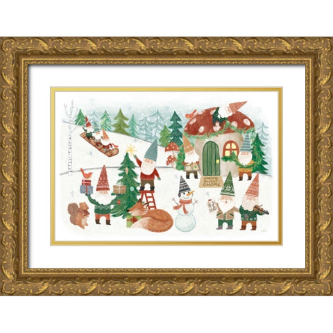 Woodland Gnomes V Gold Ornate Wood Framed Art Print with Double Matting by Urban, Mary