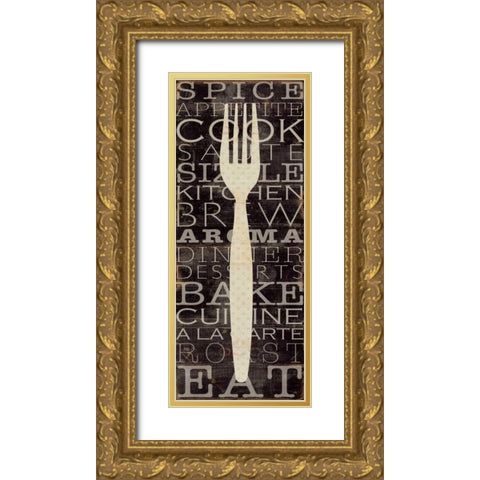 Kitchen Words I Gold Ornate Wood Framed Art Print with Double Matting by Pela Studio