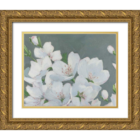 Spring Apple Blossoms Gold Ornate Wood Framed Art Print with Double Matting by Wiens, James