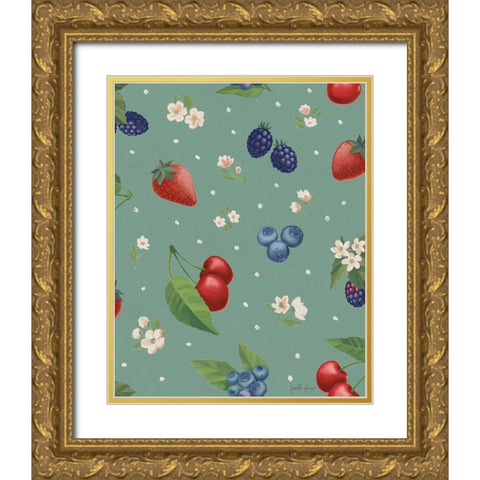 Berry Breeze Pattern ID Gold Ornate Wood Framed Art Print with Double Matting by Penner, Janelle