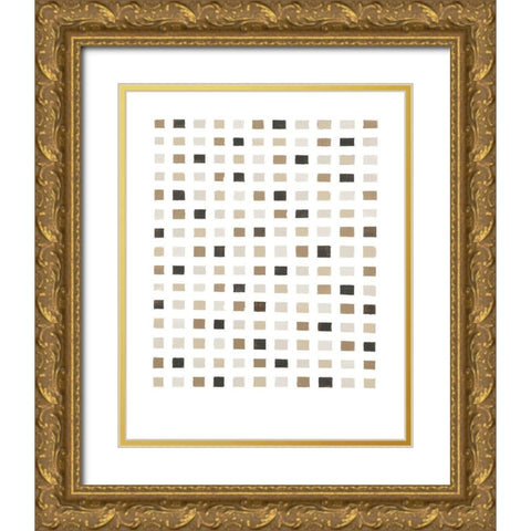 Gridwork in Grays Gold Ornate Wood Framed Art Print with Double Matting by Wild Apple Portfolio