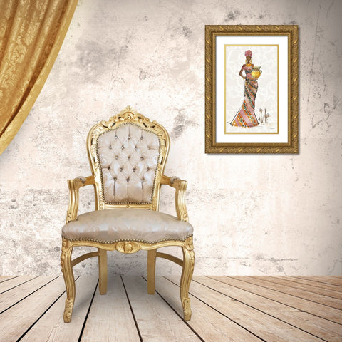 African Flair X C Gold Ornate Wood Framed Art Print with Double Matting by Tavoletti, Anne