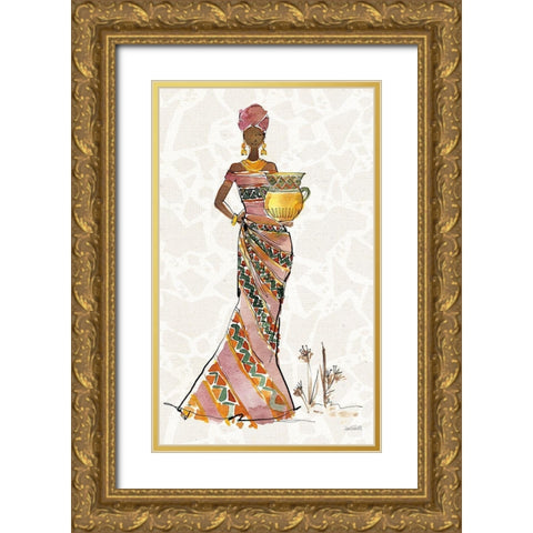 African Flair X C Gold Ornate Wood Framed Art Print with Double Matting by Tavoletti, Anne