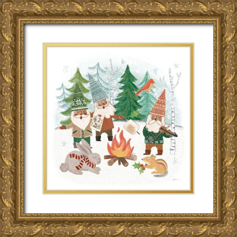 Woodland Gnomes VII Gold Ornate Wood Framed Art Print with Double Matting by Urban, Mary