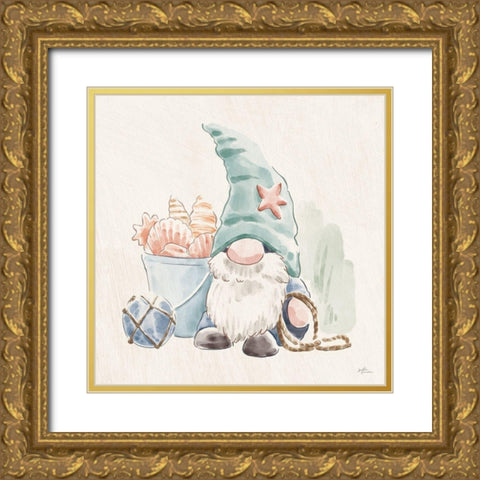 Beach Gnomes II Gold Ornate Wood Framed Art Print with Double Matting by Penner, Janelle