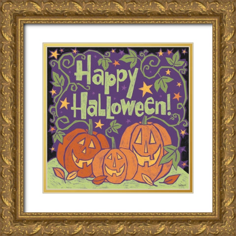 Three Halloween Pumpkins I Gold Ornate Wood Framed Art Print with Double Matting by Tavoletti, Anne