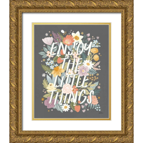 Spring Garden IV Gold Ornate Wood Framed Art Print with Double Matting by Marshall, Laura