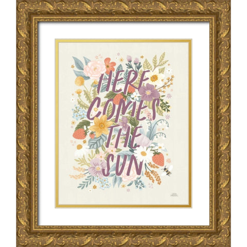 Spring Garden V Gold Ornate Wood Framed Art Print with Double Matting by Marshall, Laura