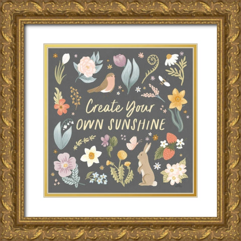 Spring Garden III Dark Gold Ornate Wood Framed Art Print with Double Matting by Marshall, Laura