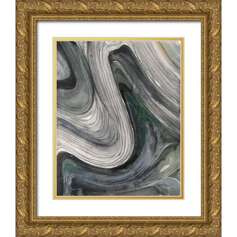 Swirl II Gold Ornate Wood Framed Art Print with Double Matting by Hristova, Albena