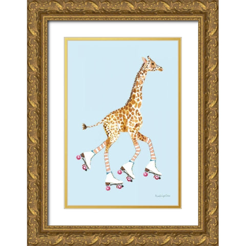 Giraffe Joy Ride II Gold Ornate Wood Framed Art Print with Double Matting by Charro, Mercedes Lopez