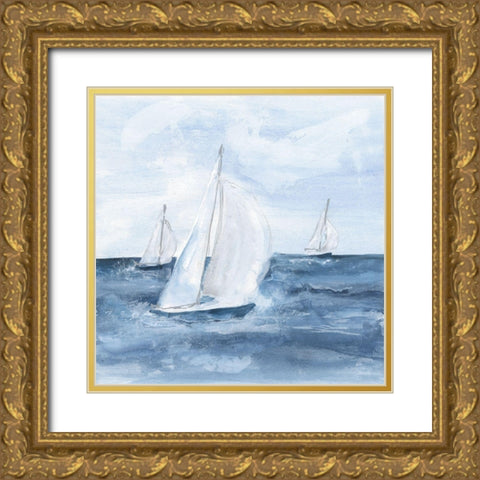 Sailboats V Gold Ornate Wood Framed Art Print with Double Matting by Paschke, Chris
