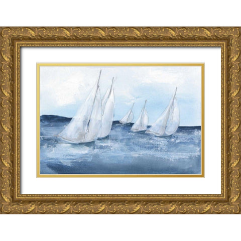 Group Sail III Gold Ornate Wood Framed Art Print with Double Matting by Paschke, Chris