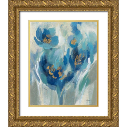 Blue Fairy Tale Floral II Gold Ornate Wood Framed Art Print with Double Matting by Vassileva, Silvia
