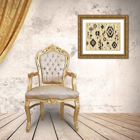 Ivory and Black Pattern Gold Ornate Wood Framed Art Print with Double Matting by Vassileva, Silvia