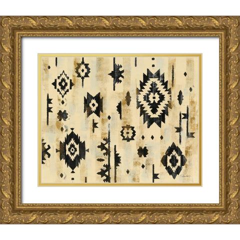 Ivory and Black Pattern Gold Ornate Wood Framed Art Print with Double Matting by Vassileva, Silvia