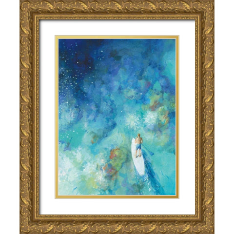 Paddle Board Exploring II Gold Ornate Wood Framed Art Print with Double Matting by Nai, Danhui