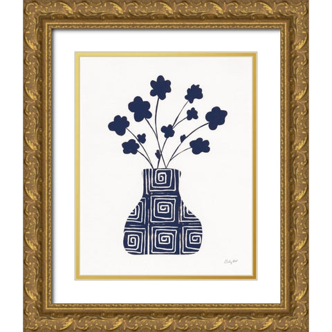 Shadow Vessel II Navy Gold Ornate Wood Framed Art Print with Double Matting by Prahl, Courtney