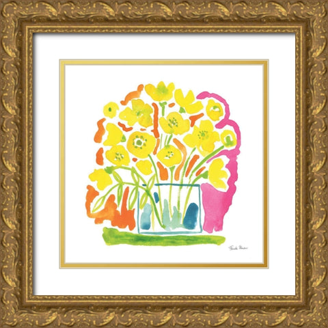 Fresh Bouquet Gold Ornate Wood Framed Art Print with Double Matting by Zaman, Farida
