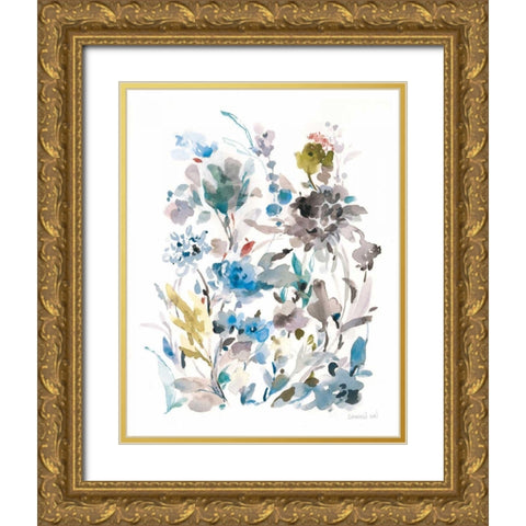 Breezy Florals II Colorful Gold Ornate Wood Framed Art Print with Double Matting by Nai, Danhui