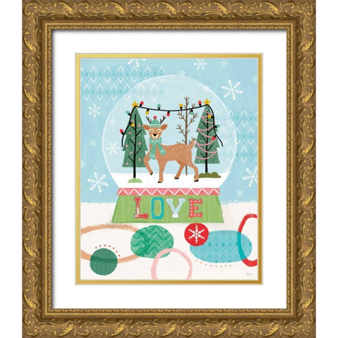 Holiday Love II Gold Ornate Wood Framed Art Print with Double Matting by Charron, Veronique