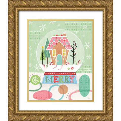 Holiday Love III Gold Ornate Wood Framed Art Print with Double Matting by Charron, Veronique