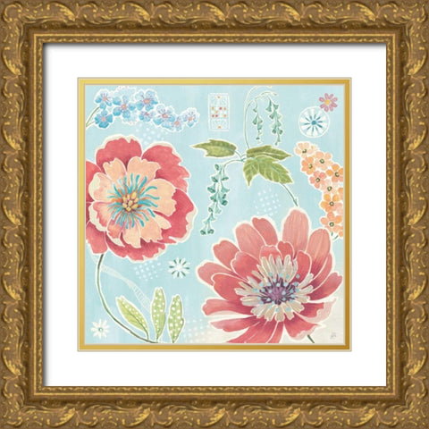 Happy Meadow III Gold Ornate Wood Framed Art Print with Double Matting by Brissonnet, Daphne