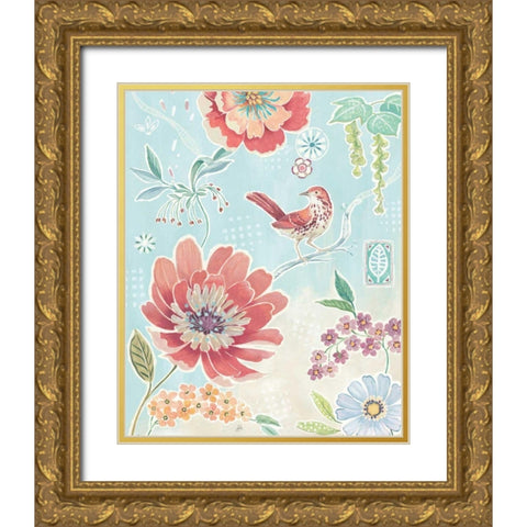 Happy Meadow VI Gold Ornate Wood Framed Art Print with Double Matting by Brissonnet, Daphne