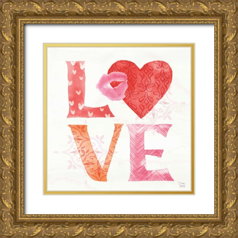 Love Always III Gold Ornate Wood Framed Art Print with Double Matting by June, Dina