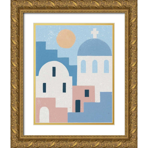 Santorini Summer I Gold Ornate Wood Framed Art Print with Double Matting by Hershey, Moira