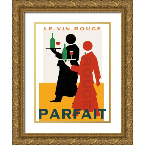 Le Vin Rouge Parfait Gold Ornate Wood Framed Art Print with Double Matting by Wild Apple Portfolio