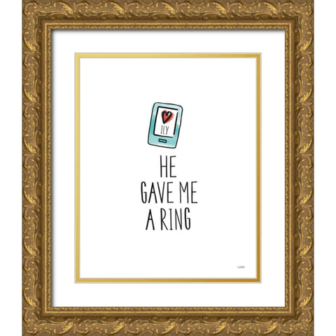 Valentines XI ILY Gold Ornate Wood Framed Art Print with Double Matting by York, Leah