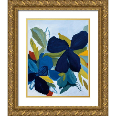 Botanical Flow Gold Ornate Wood Framed Art Print with Double Matting by Munger, Pamela