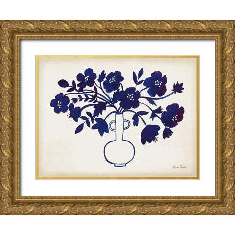 Modern Blue I Gold Ornate Wood Framed Art Print with Double Matting by Zaman, Farida