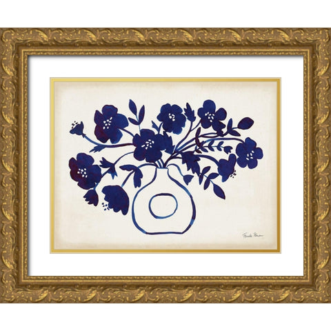 Modern Blue II Gold Ornate Wood Framed Art Print with Double Matting by Zaman, Farida