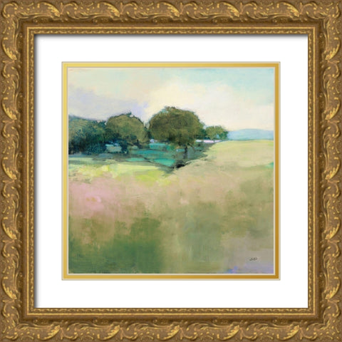 Scenic Meadow Light Gold Ornate Wood Framed Art Print with Double Matting by Purinton, Julia
