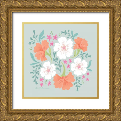 Boho Florals I Gold Ornate Wood Framed Art Print with Double Matting by Graham, Gia