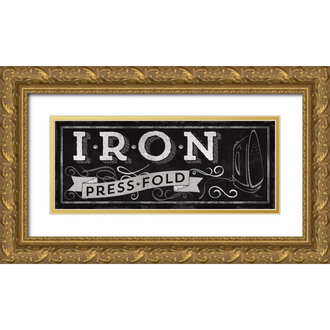 Laundry Day I BW Gold Ornate Wood Framed Art Print with Double Matting by Pela Studio