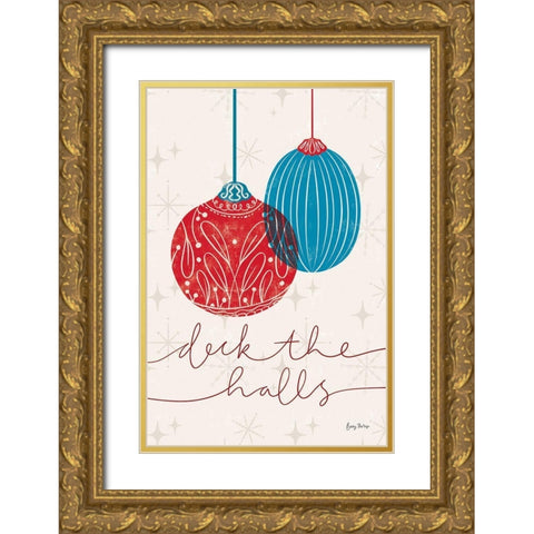 Retro Ornaments V Gold Ornate Wood Framed Art Print with Double Matting by Thorns, Becky