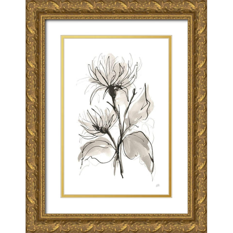 Chrysanthemum II Gold Ornate Wood Framed Art Print with Double Matting by Paschke, Chris