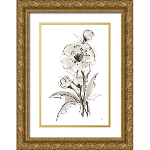 Poppy II Gold Ornate Wood Framed Art Print with Double Matting by Paschke, Chris