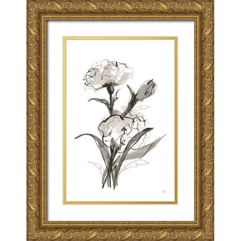 Carnation II Gold Ornate Wood Framed Art Print with Double Matting by Paschke, Chris