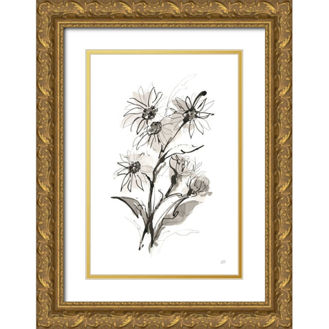 Daisy I Gold Ornate Wood Framed Art Print with Double Matting by Paschke, Chris