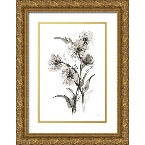 Daisy II Gold Ornate Wood Framed Art Print with Double Matting by Paschke, Chris