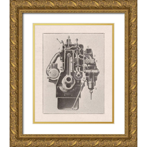 French Engine I Gold Ornate Wood Framed Art Print with Double Matting by Wild Apple Portfolio