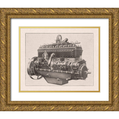 French Engine II Gold Ornate Wood Framed Art Print with Double Matting by Wild Apple Portfolio