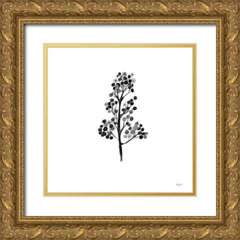 Botticelli Plant IV Black Gold Ornate Wood Framed Art Print with Double Matting by Rice, Kristy
